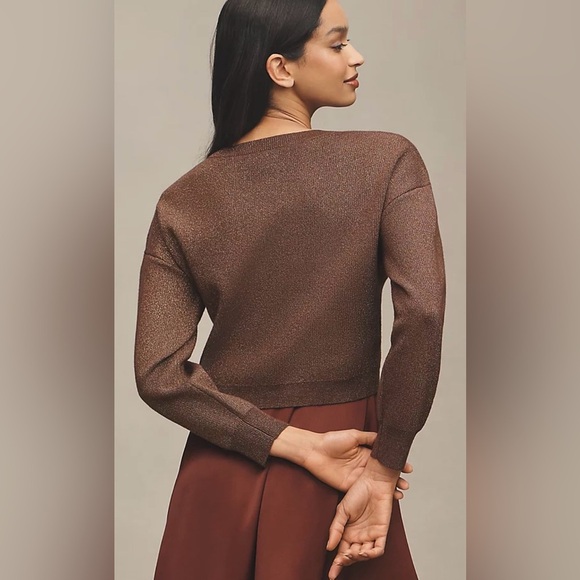 New Anthropologie Gemini Twofer Sweater & Dress Set Sz Large in Brown & Burgundy - Picture 2 of 7